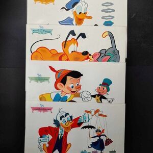 Vintage 4 Walt Disney Placemats RCA Victor Advertisement 1960s Set